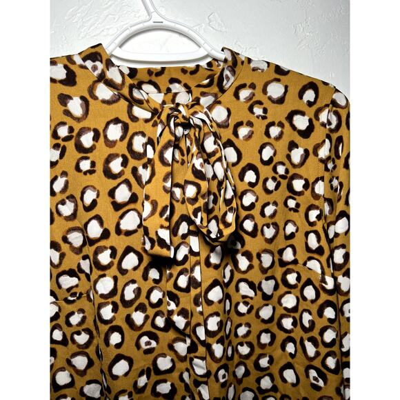 J crew leopard print collar career workwear contemporary preppy blouse small - Picture 3 of 9